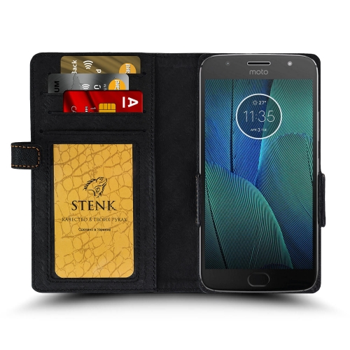 чехол-книжка на Motorola Moto G5S Plus Черный Stenk Wallet фото 2