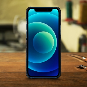 Шкіряна накладка Stenk WoodBacker для Apple iPhone 12 Чорна