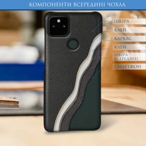 Кожаная накладка Stenk Cover для Google Pixel 5a 5G Чёрная