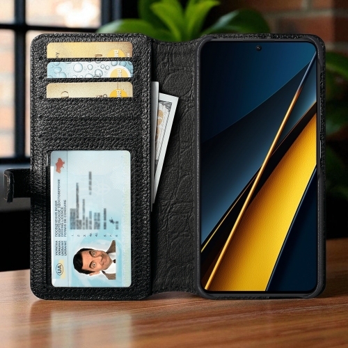чехол-кошелек на Xiaomi Poco X6 Pro Черный Stenk Premium Wallet фото 2