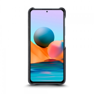 Кожаная накладка Stenk Cover для Xiaomi Redmi Note 10 Pro Чёрная