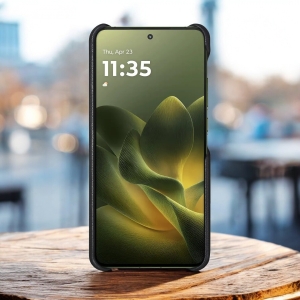 Кожаная накладка Stenk Reptile Cover для Motorola Edge 70 Чёрная