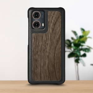 Кожаная накладка Stenk WoodBacker для Motorola Moto G85 Черный