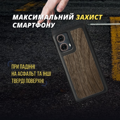 бампер на Motorola Moto G85 Черный Stenk WoodBacker фото 4