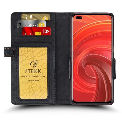 чехол-книжка на Realme X50 Pro 5G Черный Stenk Wallet фото 2