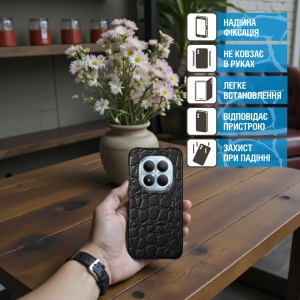 Шкіряна накладка Stenk Reptile Cover для Xiaomi Redmi Note 15 Pro Plus Чорна
