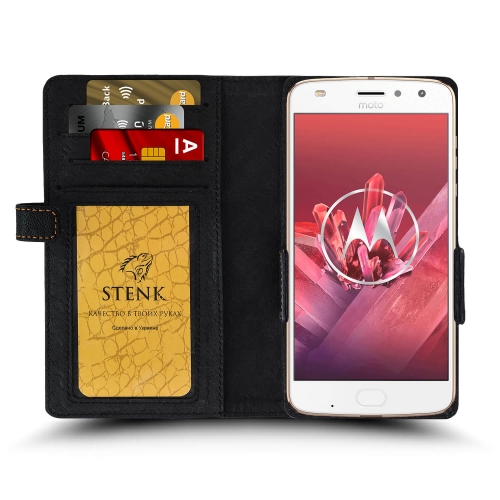 чехол-книжка на Motorola Moto Z2 Play Черный Stenk Wallet фото 2