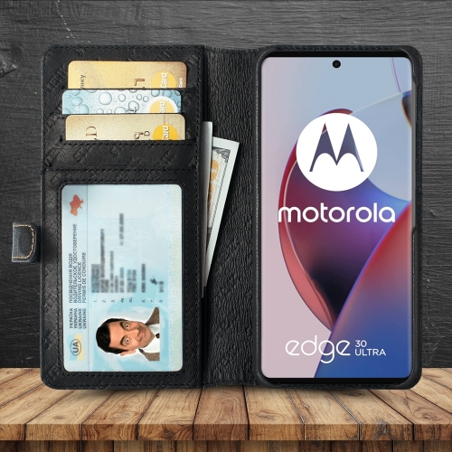 чохол-гаманець на Motorola Edge 30 Ultra Чорний Stenk Premium Wallet фото 2
