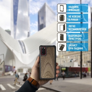 Шкіряна накладка Stenk WoodBacker для Samsung Galaxy S20 Чорна