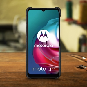 Шкіряна накладка Stenk WoodBacker для Motorola Moto G30 Чорна