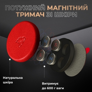 Кожаный магнитный держатель Stenk Magio Classic Ярко красный