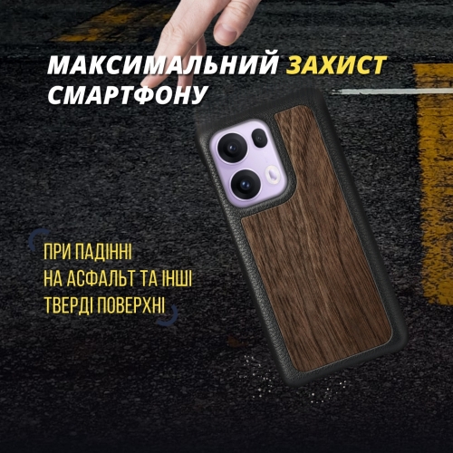 бампер на OPPO Reno13 Pro Чорний Stenk WoodBacker фото 4
