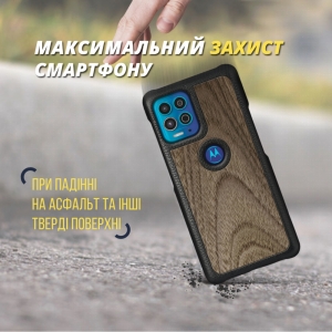 Шкіряна накладка Stenk WoodBacker для Motorola Moto G100 Чорна