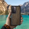 Кожаная накладка Stenk WoodBacker для OPPO Reno12 Pro Черный
