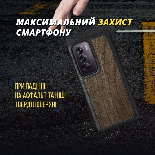 бампер на OPPO Reno12 Pro Черный Stenk WoodBacker фото 4
