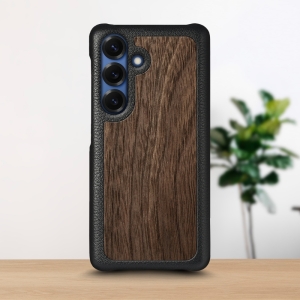 Шкіряна накладка Stenk WoodBacker для Samsung Galaxy S25 Чорний