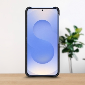 Кожаная накладка Stenk WoodBacker для Samsung Galaxy S25 Черный
