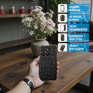 Кожаная накладка Stenk Reptile Cover для Motorola Moto G77 Черный