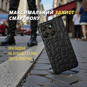 Кожаная накладка Stenk Reptile Cover для Motorola Moto G77 Черный