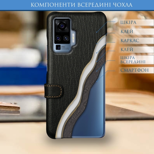чехол-книжка на Vivo X50 Pro Черный Stenk Premium фото 5