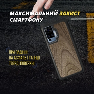 Шкіряна накладка Stenk WoodBacker для Vivo X50 Pro Чорна