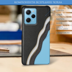 Кожаная накладка Stenk Cover для Xiaomi Poco X5 Pro Чёрная