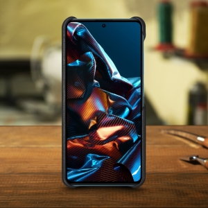 Кожаная накладка Stenk Cover для Xiaomi Poco X5 Pro Чёрная