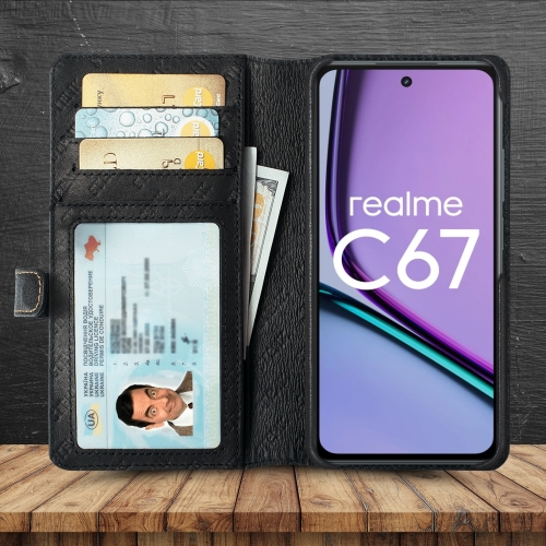 чехол-кошелек на Realme C67 4G Черный Stenk Premium Wallet фото 2