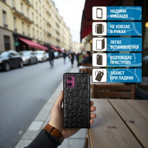 Шкіряна накладка Stenk Reptile Cover для Motorola Moto G55 Чорний