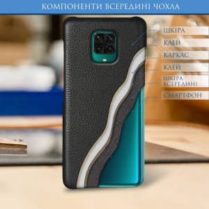 Шкіряна накладка Stenk Cover для Xiaomi Redmi Note 9 Pro Чорна