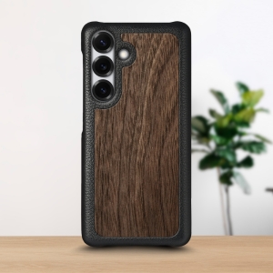 Шкіряна накладка Stenk WoodBacker для Samsung Galaxy S25 Plus Чорний