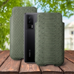 Футляр Stenk Sportage Python для Xiaomi Poco F5 Pro Оливковый