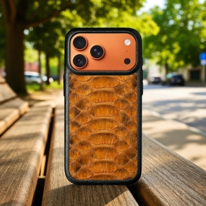 Кожаная накладка Stenk ExBacker Python Scales для Apple iPhone 17 Pro Max Коричневый