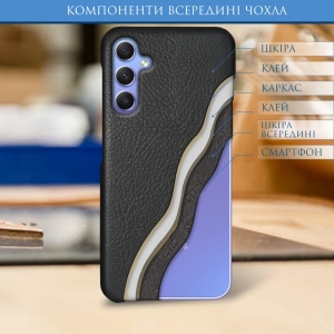 Кожаная накладка Stenk Cover для Samsung Galaxy A34 Чёрная