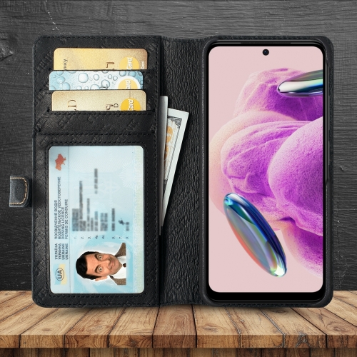 чехол-кошелек на Xiaomi Redmi Note 12S Черный Stenk Premium Wallet фото 2