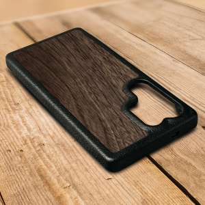 Шкіряна накладка Stenk WoodBacker для Samsung Galaxy S25 Ultra Чорний