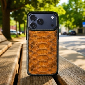 Кожаная накладка Stenk ExBacker Python Scales для Apple iPhone 17 Pro Коричневый