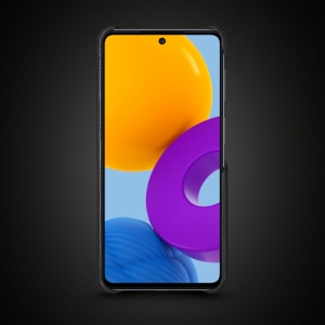 Кожаная накладка Stenk WoodBacker для Samsung Galaxy M52 5G Чёрная