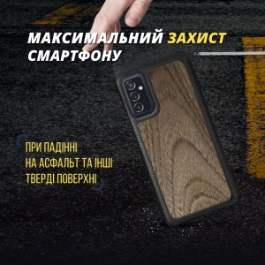 Кожаная накладка Stenk WoodBacker для Samsung Galaxy M52 5G Чёрная