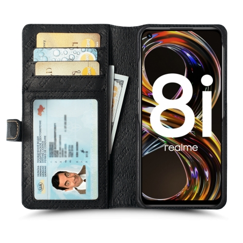чехол-кошелек на Realme 8i Черный Stenk Premium Wallet фото 2