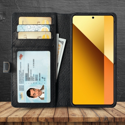 чехол-кошелек на Xiaomi Redmi Note 13 5G Черный Stenk Premium Wallet фото 2
