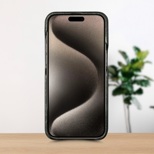 Шкіряна накладка Stenk ExBacker для Apple iPhone 15 Pro Чорно-біла кобра