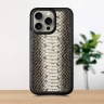 Кожаная накладка Stenk ExBacker для Apple iPhone 15 Pro Черно-белая кобра