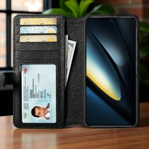 Чехол-портмоне Stenk Premium Wallet для Xiaomi Poco F6 Pro Чёрный