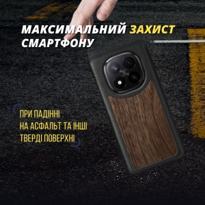 Шкіряна накладка Stenk WoodBacker для Xiaomi Redmi Note 14 Pro Plus 5G Чорний