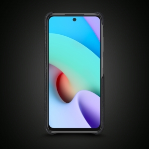 Кожаная накладка Stenk WoodBacker для Xiaomi Redmi 10 Чёрная