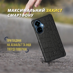 Шкіряна накладка Stenk Reptile Cover для TECNO Camon 19 Pro Чорна