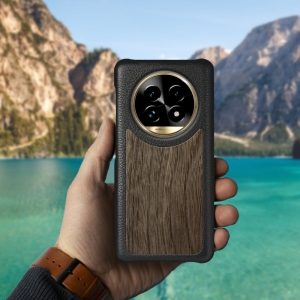 Кожаная накладка Stenk WoodBacker для Realme 13 Pro Черный