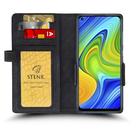 чехол-книжка на Xiaomi Redmi Note 9 Черный Stenk Wallet фото 2