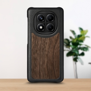 Шкіряна накладка Stenk WoodBacker для Xiaomi Redmi Note 14 Pro 5G Чорний